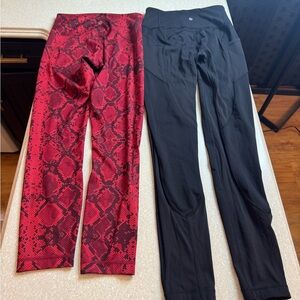 Lululemon 2 pair.. Red Snake Print and Black Women's Pants(S)